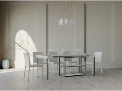 Mesa consola extensível 90x40/300 cm Plano Cinza Branca quadro Antracite