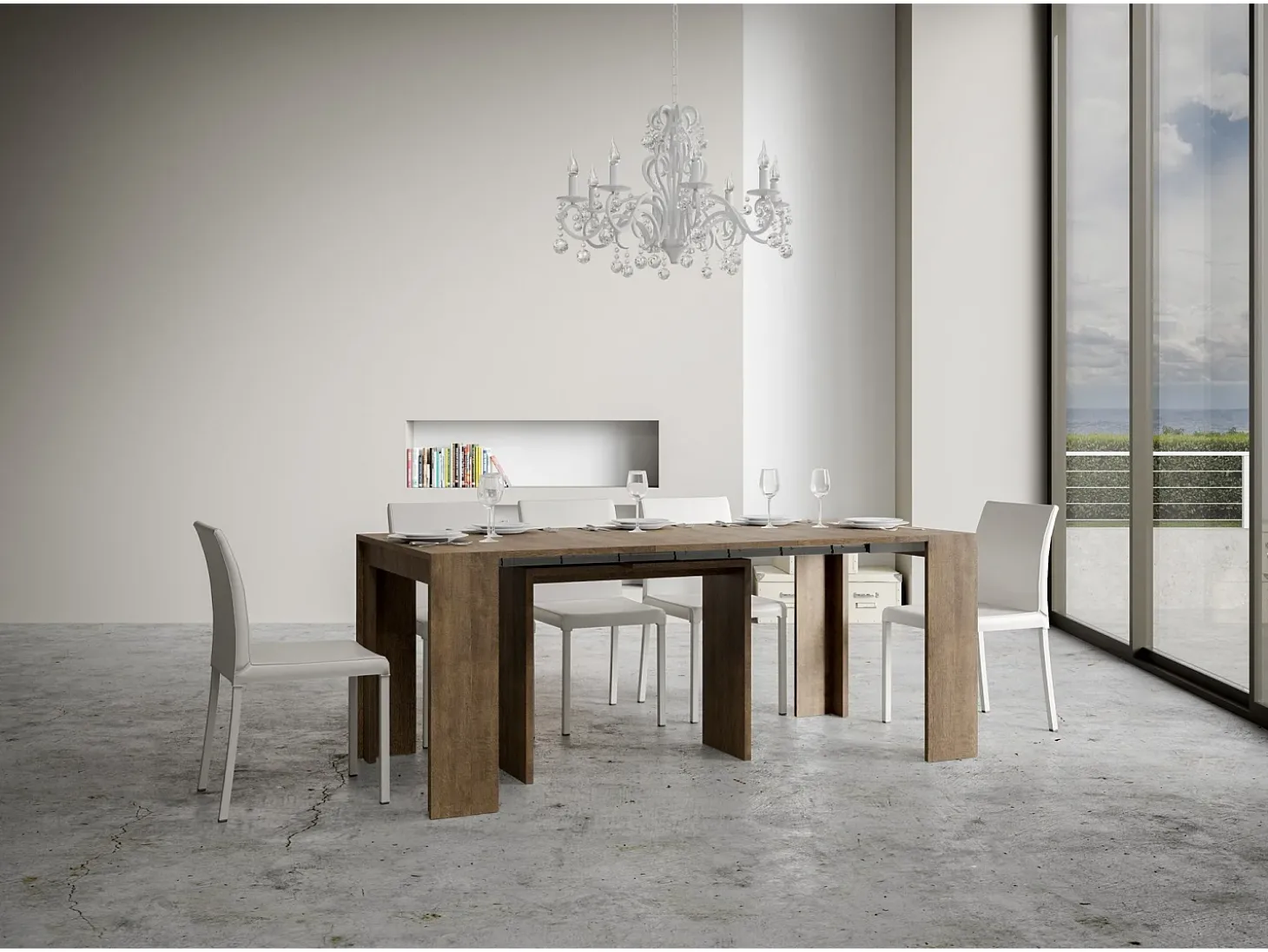 Mesa consola extensível 90x42/198 cm Mia Small Nogueira