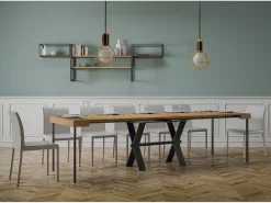 Mesa consola extensível 90x40/300 cm Xenia Carvalho Natural quadro Antracite