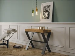 Mesa consola extensível 90x40/300 cm Xenia Carvalho Natural quadro Antracite