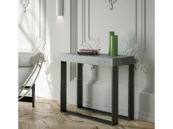 Mesa consola extensível 90x40/196 cm Elettra Small Cimento quadro Antracite