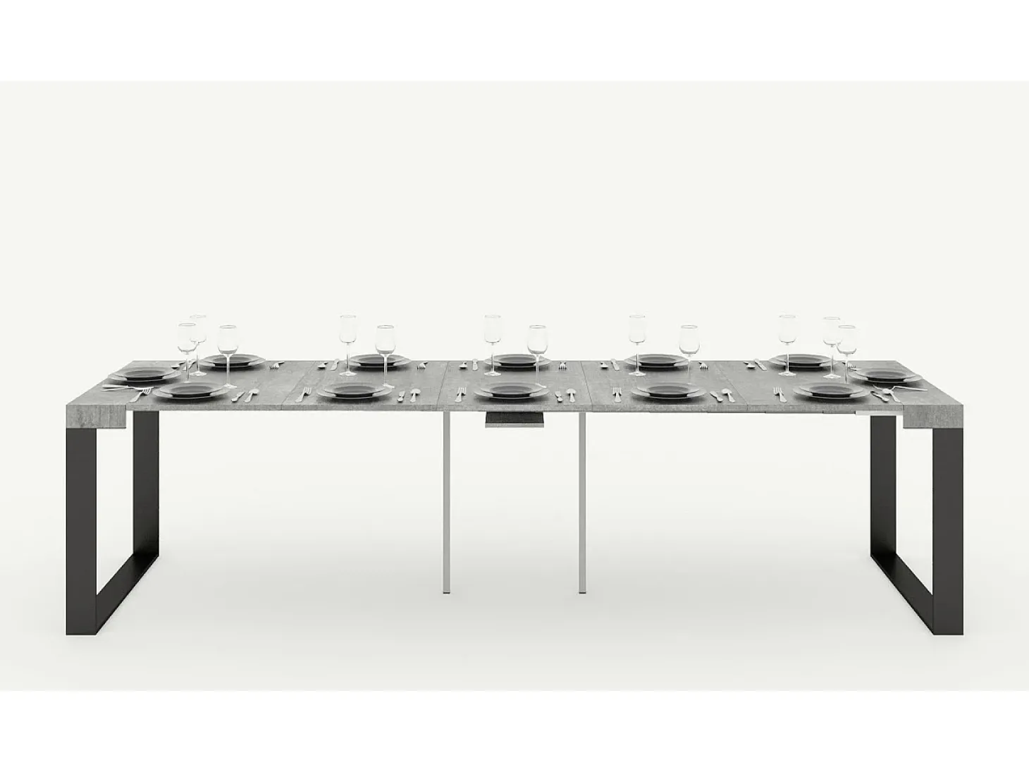 Mesa consola extensível 90x40/196 cm Elettra Small Cimento quadro Antracite