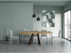Mesa consola extensível 90x40/300 cm Diamante Premium Carvalho Natural quadro Urso