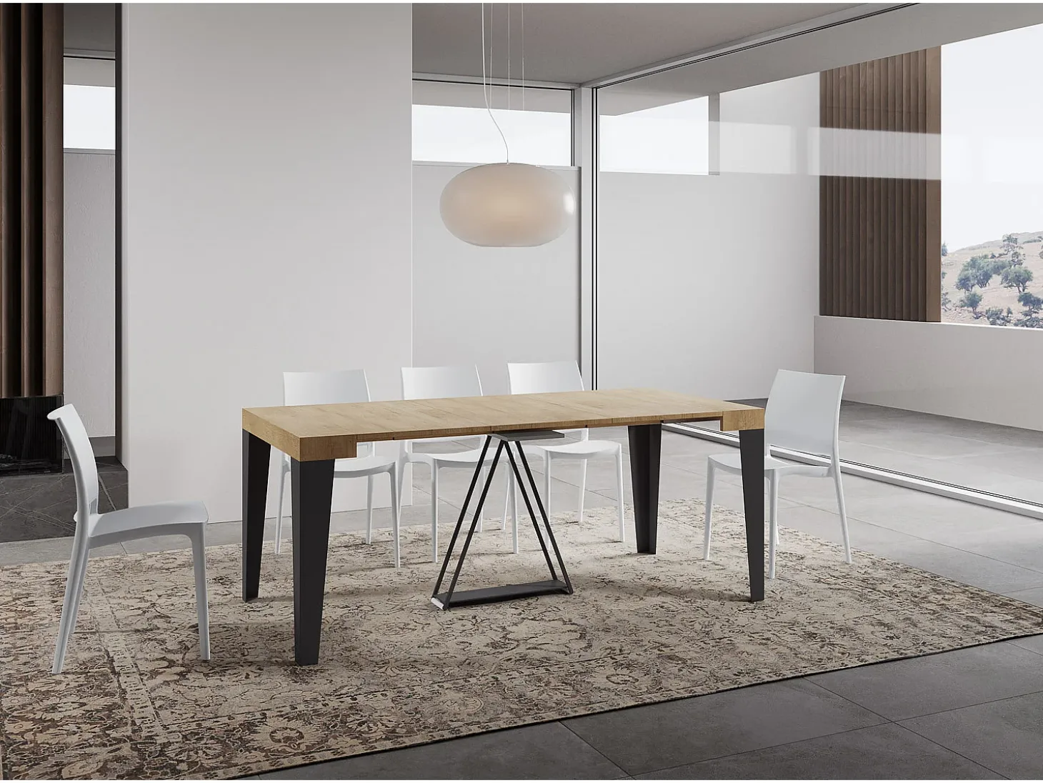 Mesa consola extensível 90x40/300 cm Algo carvalho natural quadro antracite