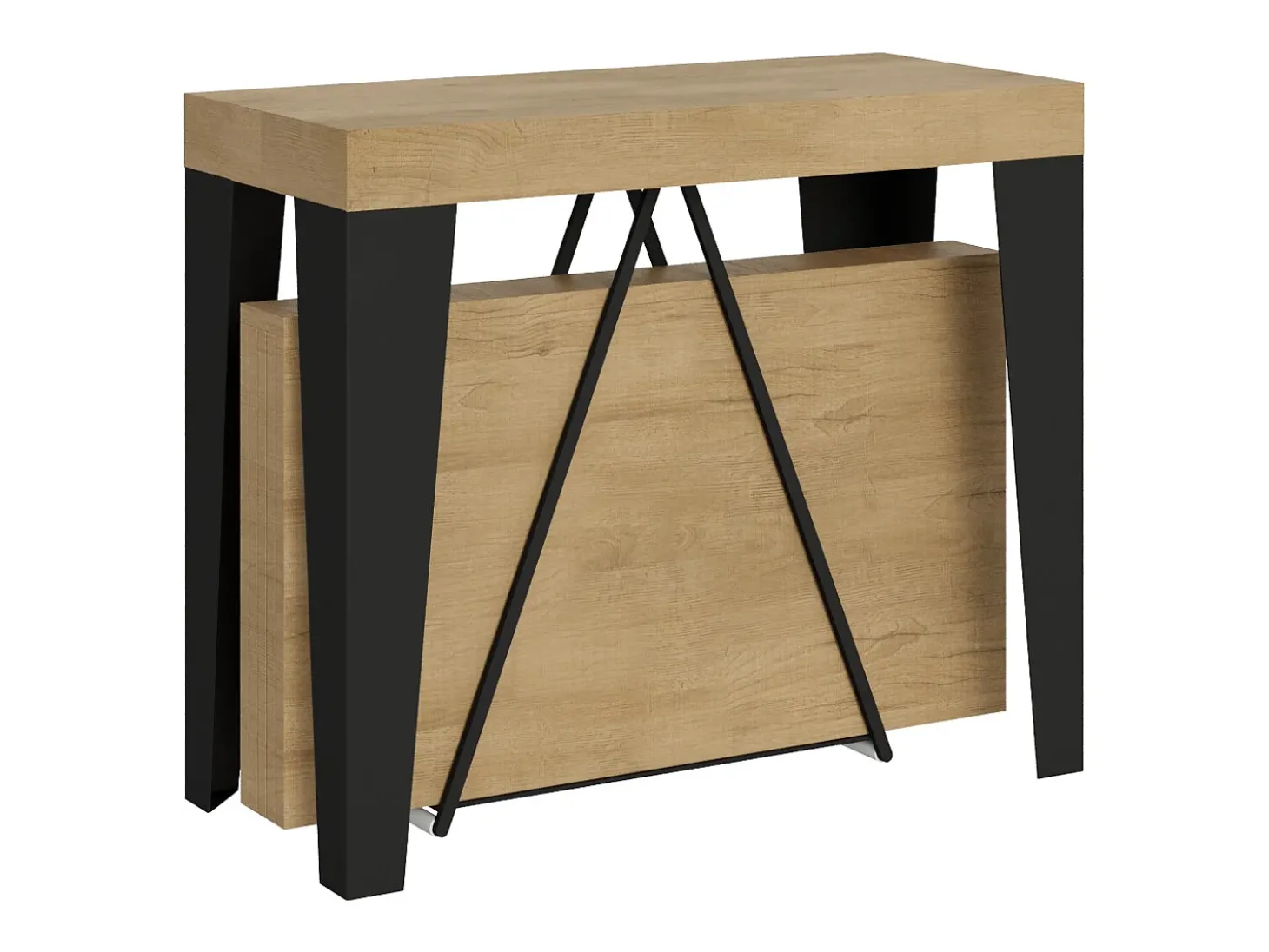 Mesa consola extensível 90x40/300 cm Algo carvalho natural quadro antracite
