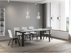 Mesa consola extensível 90x40/300 cm Linea Evolution Cinza Branca quadro Antracite