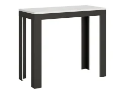 Mesa consola extensível 90x40/300 cm Linea Evolution Cinza Branca quadro Antracite