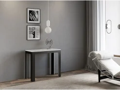 Mesa consola extensível 90x40/300 cm Linea Evolution Cinza Branca quadro Antracite