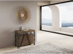 Mesa consola extensível 90x40/196 cm Kerpa Small nogueira quadro antracite