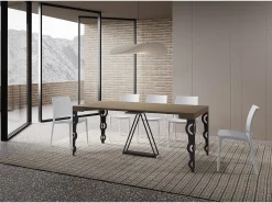 Mesa consola extensível 90x40/196 cm Aceres Small tortora quadro antracite