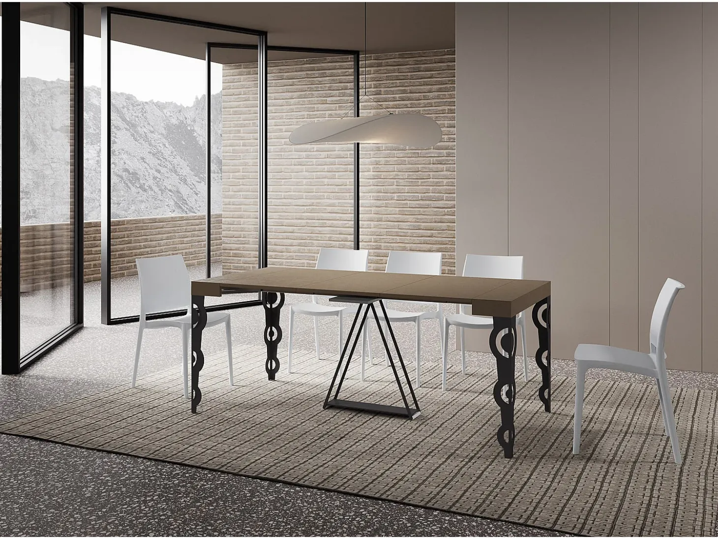 Mesa consola extensível 90x40/196 cm Aceres Small tortora quadro antracite