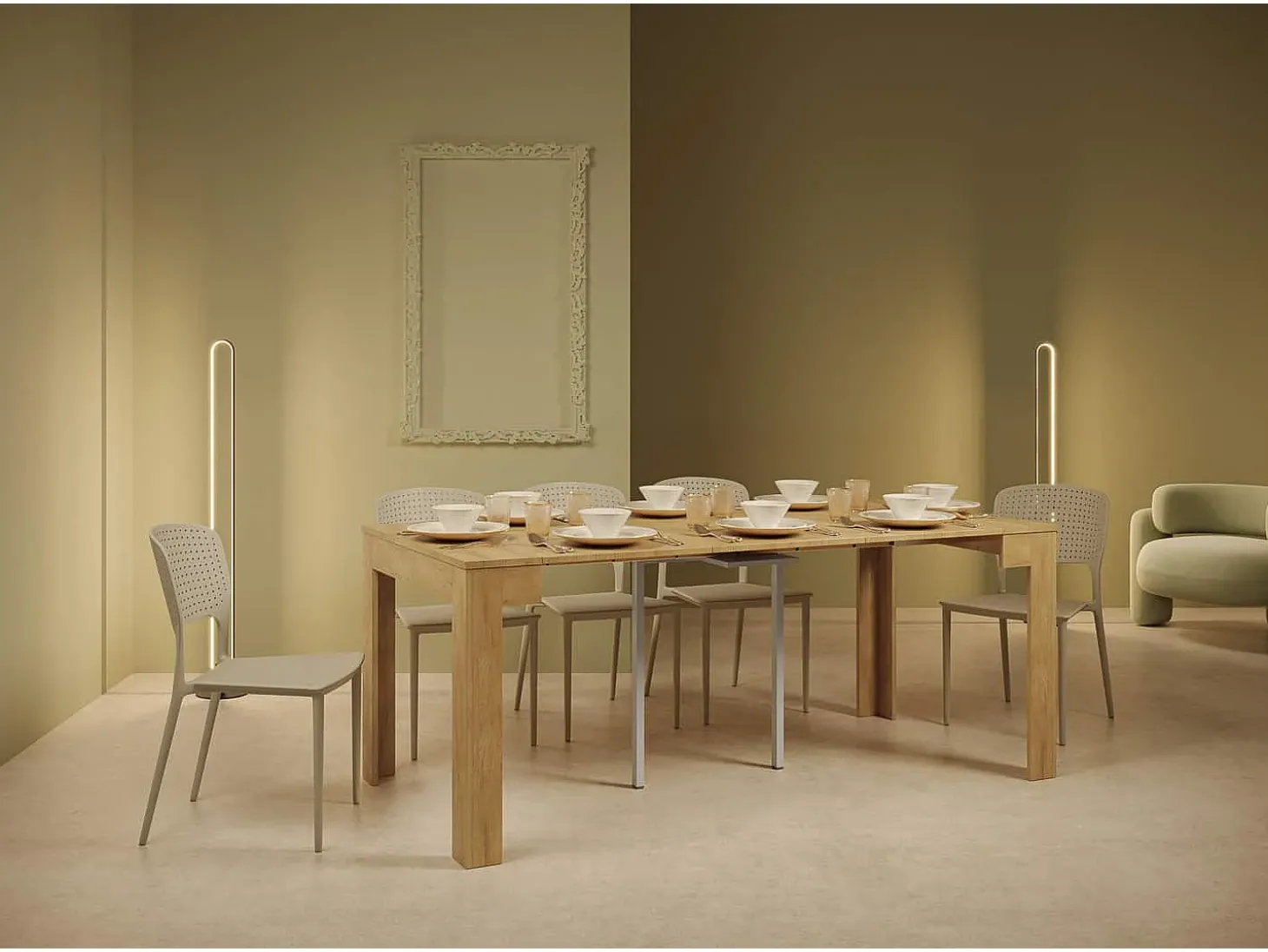 Mesa consola extensível 90x42/198 cm Bora Small carvalho natural