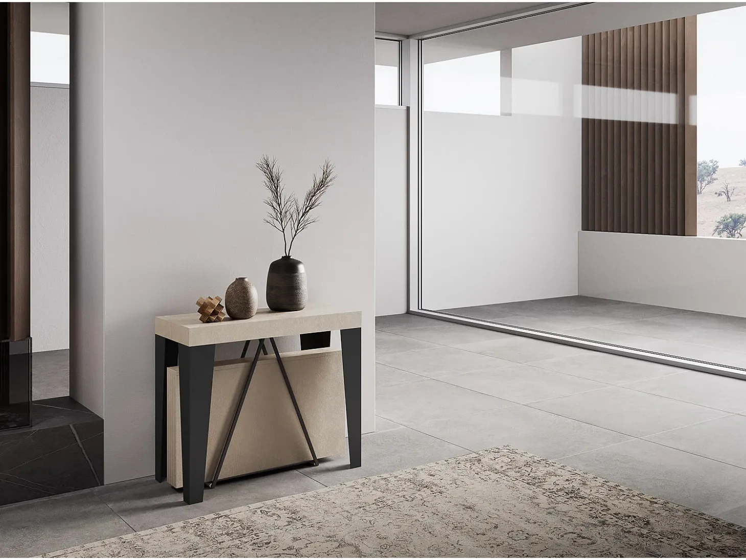 Mesa consola extensível 90x40/300 cm Algo caxemira quadro antracite