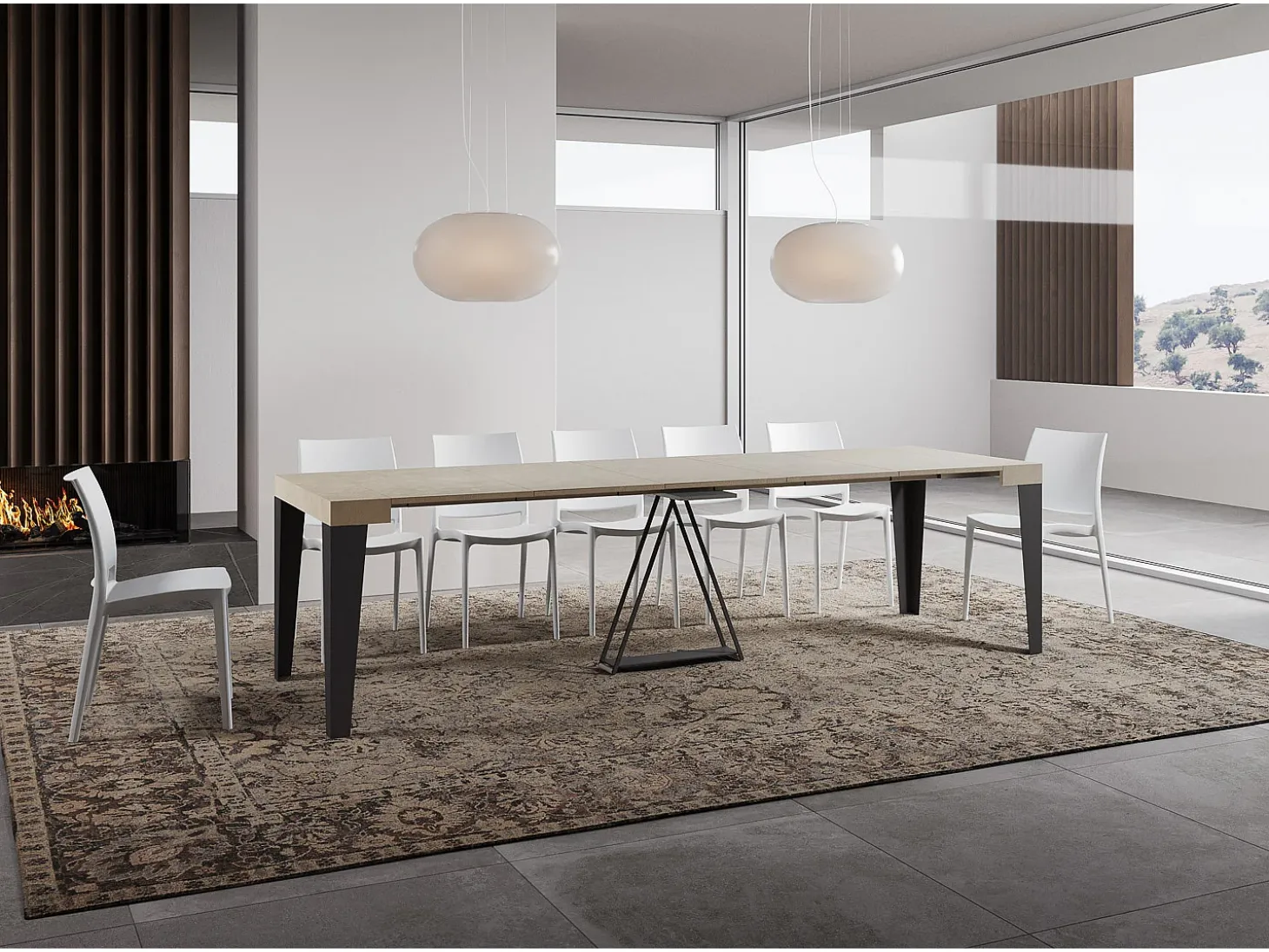 Mesa consola extensível 90x40/300 cm Algo caxemira quadro antracite