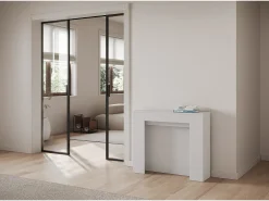 Mesa consola extensível 90x25/211 cm Kiba Cinza Branca extensões internas