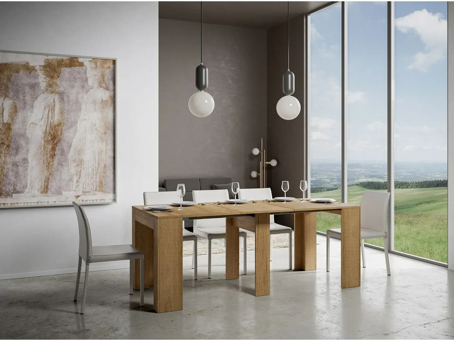 Mesa consola extensível 90x42/198 cm Modem Small Carvalho Natural