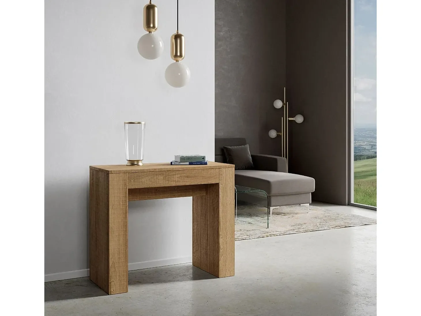 Mesa consola extensível 90x42/198 cm Modem Small Carvalho Natural