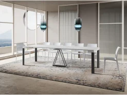 Mesa consola extensível 90x40/300 cm Tarax cinza branca quadro antracite