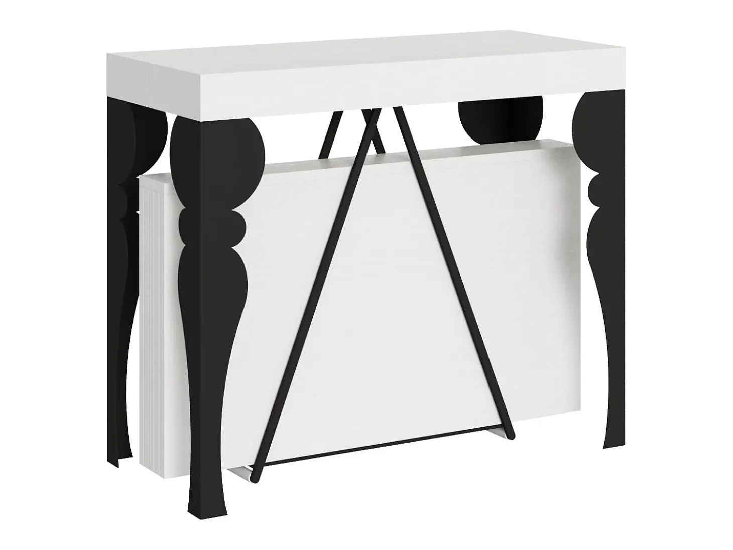 Mesa consola extensível 90x40/300 cm Riza cinza branca quadro antracite