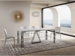 Mesa consola extensível 90x40/196 cm Kerpa Small cinza branca quadro antracite