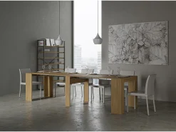 Mesa consola extensível 90x48/296 cm Venus Carvalho Natural extensões internas