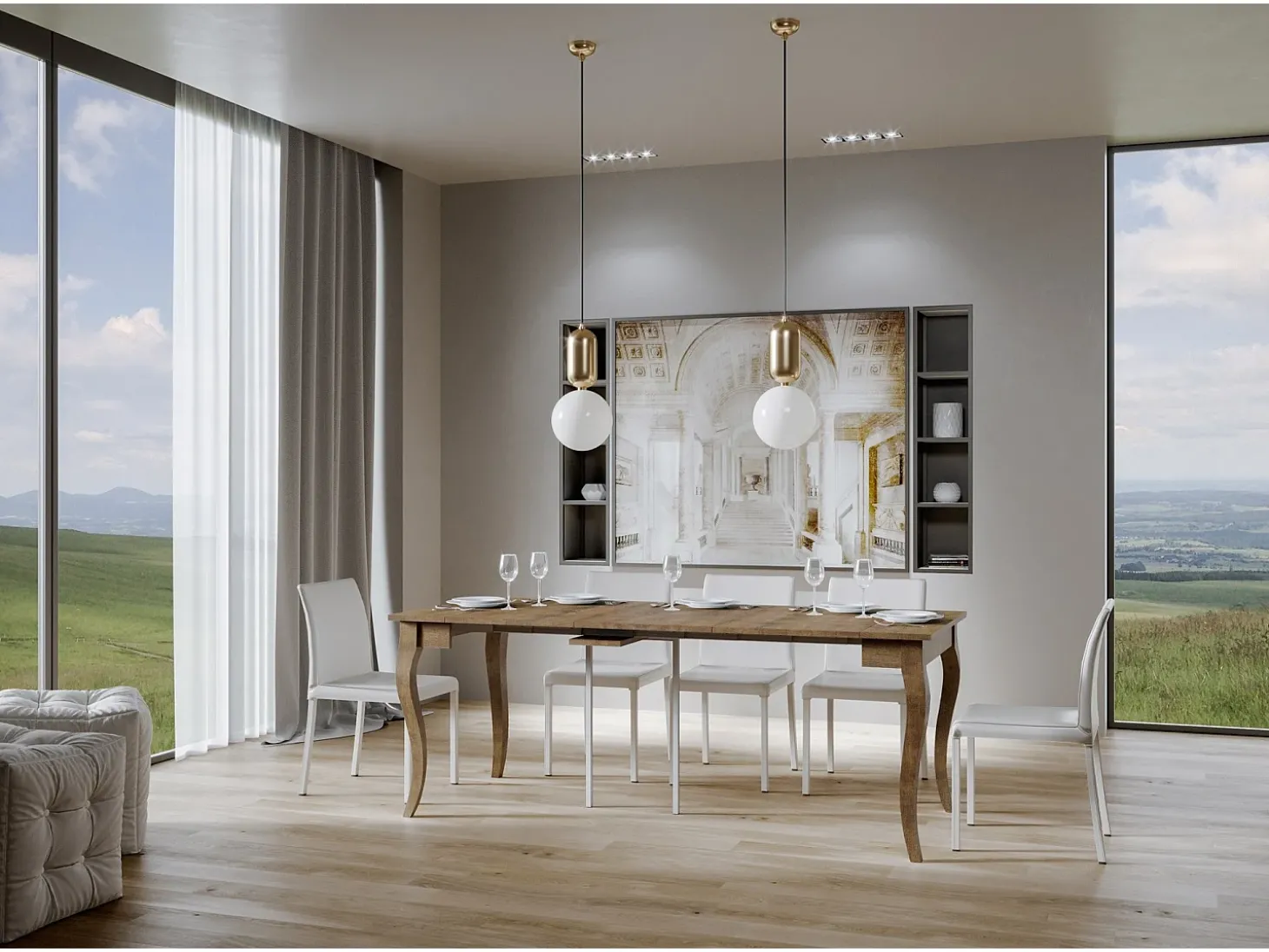 Mesa consola extensível 90x48/204 cm Olanda Small Nogueira