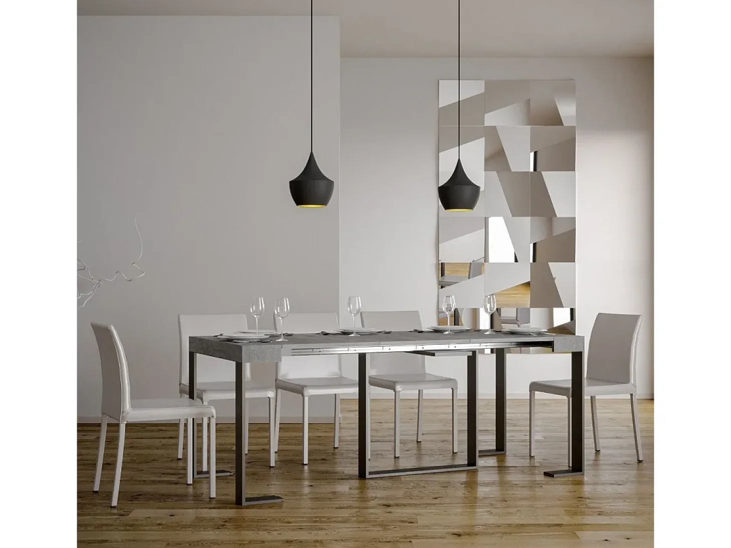 Mesa consola extensível 90x40/196 cm Futura Small Cimento quadro Antracite
