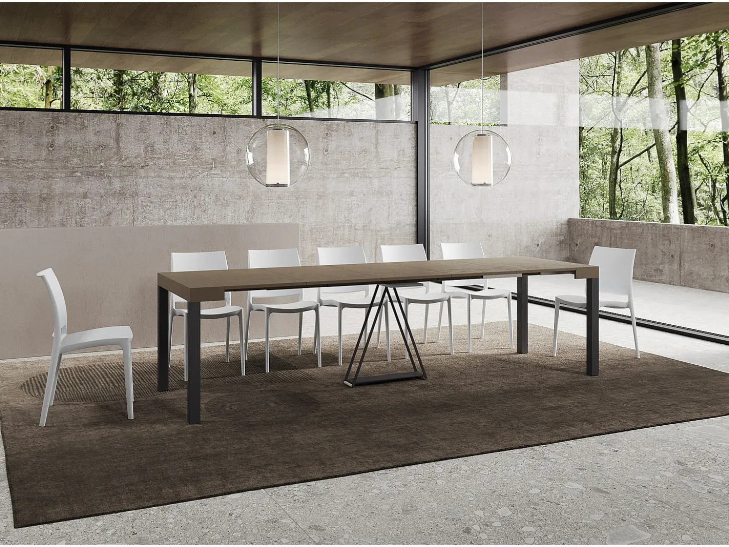 Mesa consola extensível 90x40/300 cm Tiris tortora quadro antracite