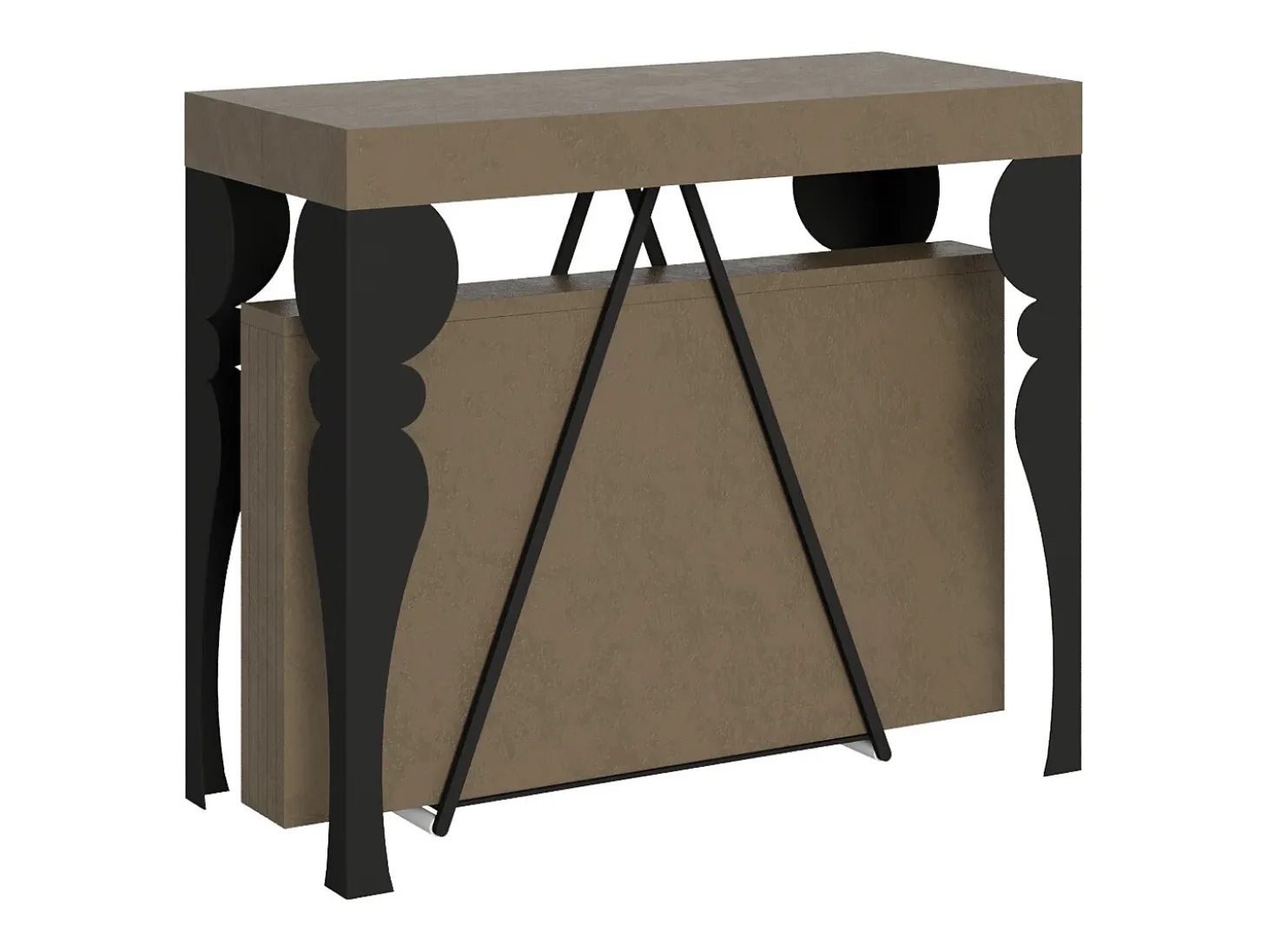 Mesa consola extensível 90x40/196 cm Riza Small tortora quadro antracite
