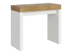 Mesa consola extensível 90x40/196 cm Roxell Mix Small plano Carvalho Natural - estrutura Cinza Branca