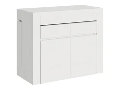Mesa consola extensível 90x42/302 cm Evolve Cinza Branca extensões internas com banco inferior e superior
