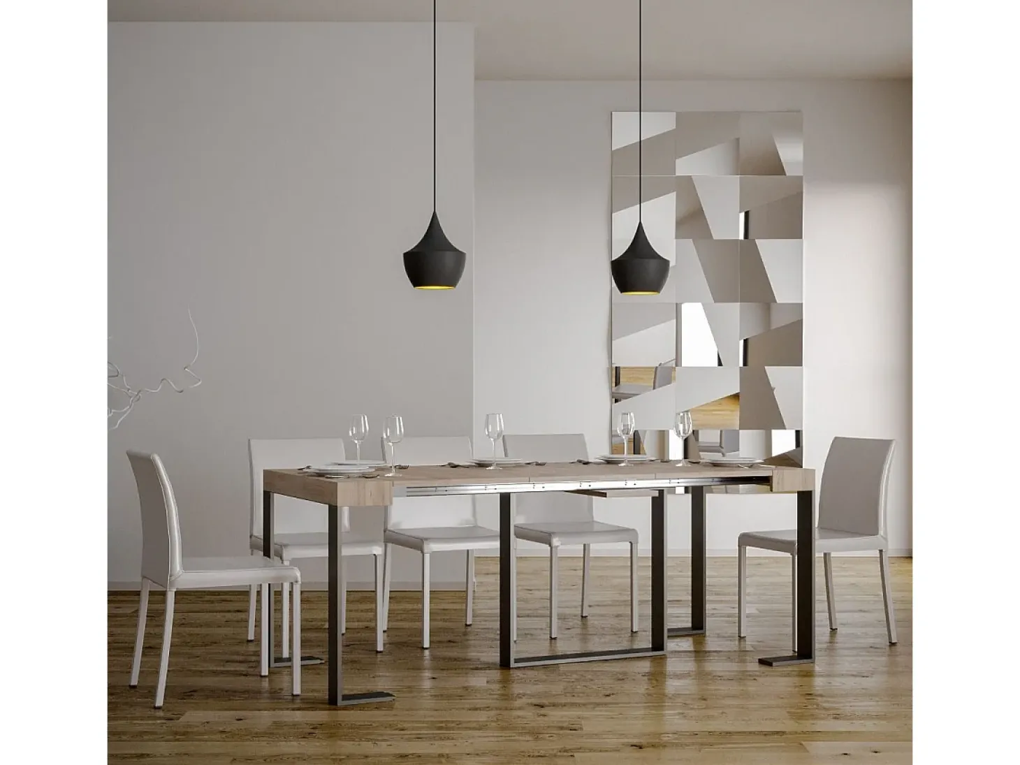 Mesa consola extensível 90x40/196 cm Futura Small Carvalho Natural quadro Antracite