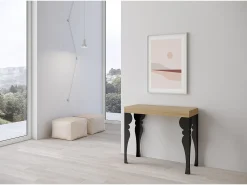 Mesa consola extensível 90x40/196 cm Paxon Small Carvalho Natural quadro Antracite