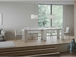 Mesa consola extensível 78x47/299 cm Allin Branco Espatulado extensões internas