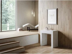 Mesa consola extensível 78x47/299 cm Allin Branco Espatulado extensões internas