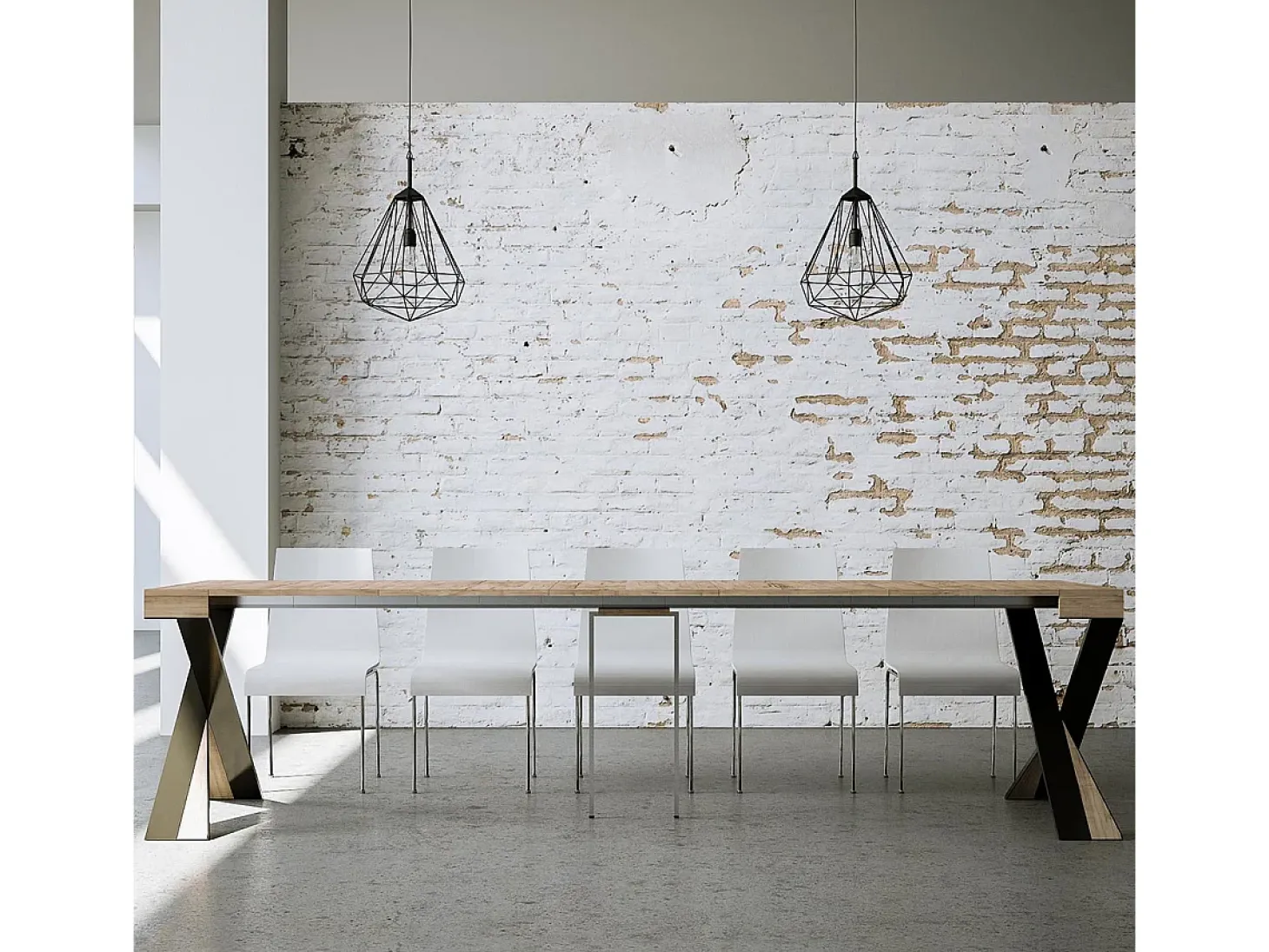 Mesa consola extensível 90x40/300 cm Diago Carvalho Natural quadro Antracite