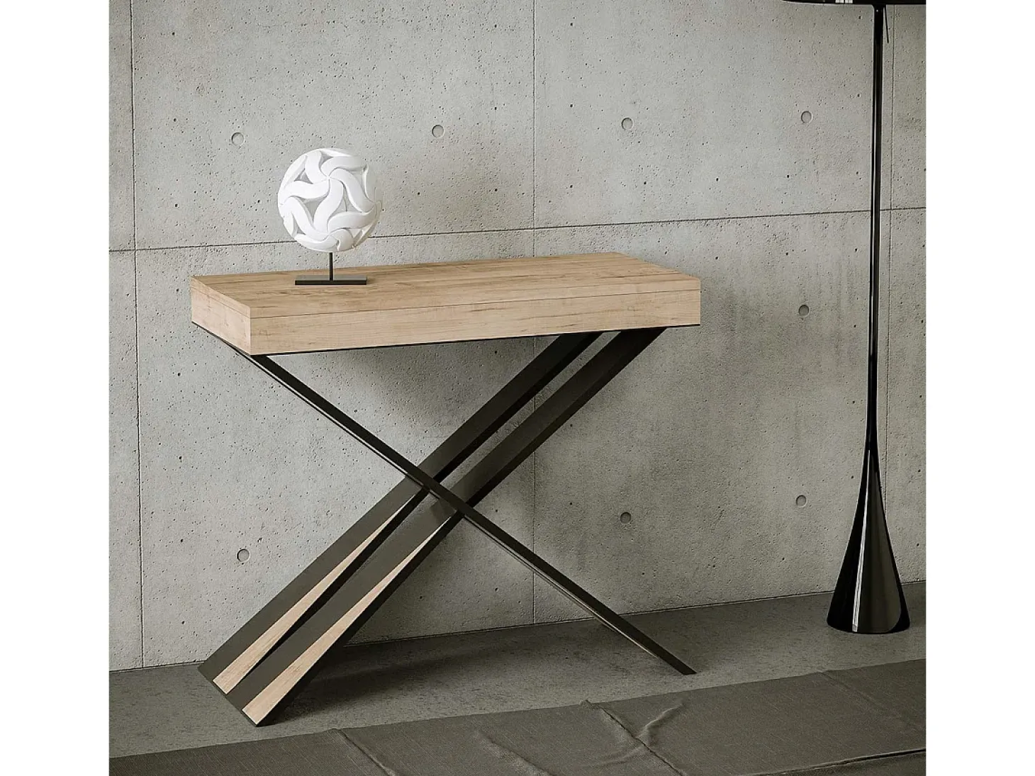 Mesa consola extensível 90x40/300 cm Diago Carvalho Natural quadro Antracite