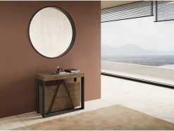 Mesa consola extensível 90x40/196 cm Sketa Small nogueira quadro antracite