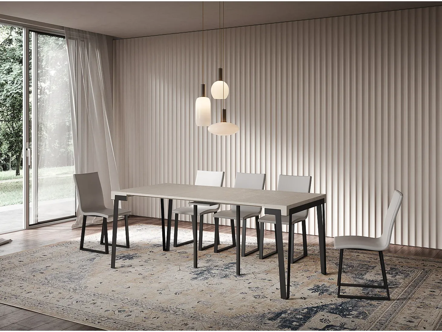 Mesa consola extensível 90x40/300 cm Rio Cachemira quadro Antracite
