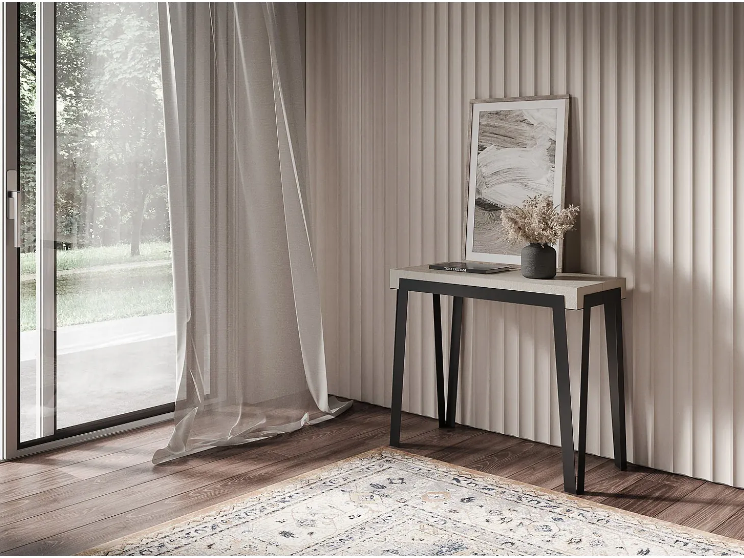 Mesa consola extensível 90x40/300 cm Rio Cachemira quadro Antracite