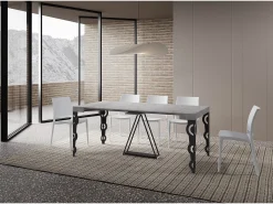 Mesa consola extensível 90x40/196 cm Aceres Small cimento quadro antracite