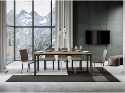 Mesa consola extensível 90x40/196 cm Everyday Small Evolution Nogueira quadro Antracite