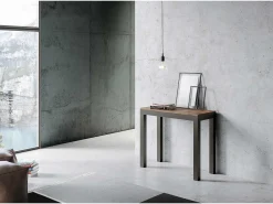 Mesa consola extensível 90x40/196 cm Everyday Small Evolution Nogueira quadro Antracite
