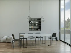 Mesa consola extensível 90x40/196 cm Tecno Small Premium Cinza Branca quadro Antracite