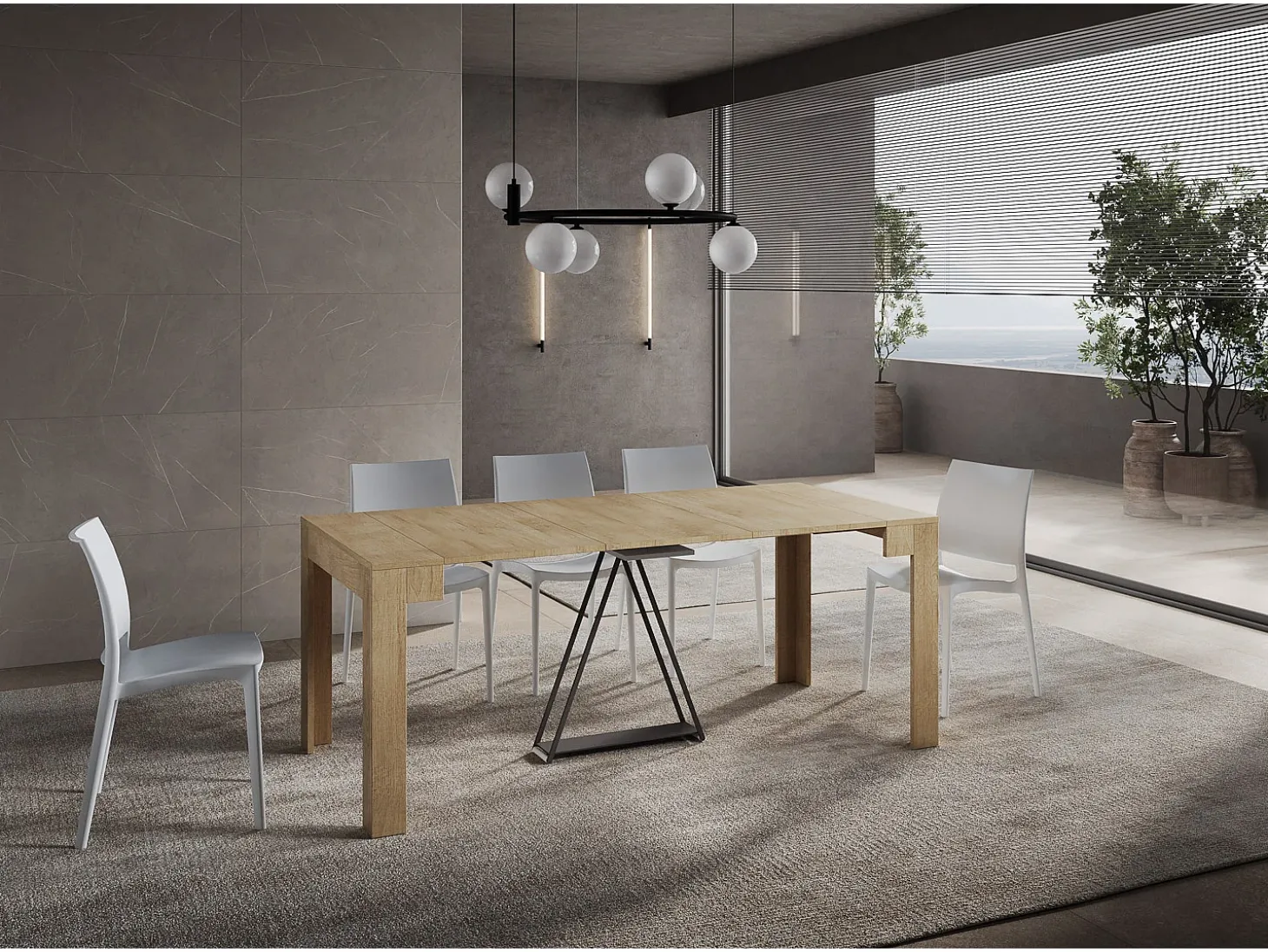 Mesa consola extensível 90x42/302 cm Scicca Carvalho Natural