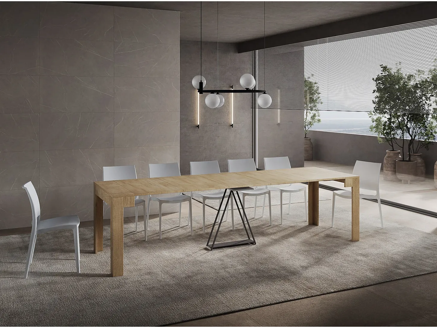 Mesa consola extensível 90x42/302 cm Scicca Carvalho Natural