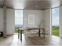 Mesa consola extensível 90x40/196 cm Linea Small Nogueira quadro Antracite