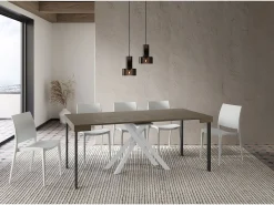 Mesa consola extensível 90x40/300 cm Krack tortora pernas brancas