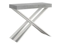 Mesa consola extensível 90x40/196 cm Diago Small Cimento quadro Branco