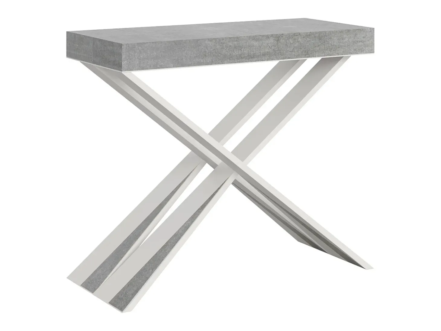 Mesa consola extensível 90x40/196 cm Diago Small Cimento quadro Branco